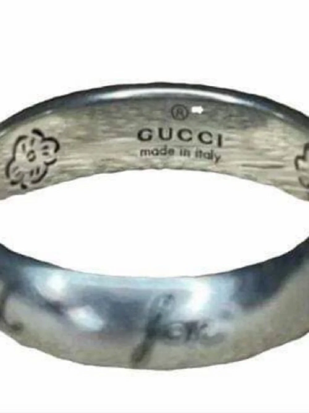 Gucci Silver-Tone Engraved Men's Band Ring